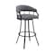 Armen Living Valerie 30" Swivel Slate Gray Faux Leather and Black Metal Bar Stool LCVLBAMBGR30 - alternate 1